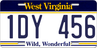 WV license plate 1DY456