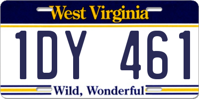WV license plate 1DY461