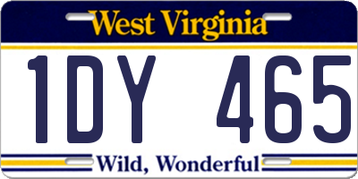 WV license plate 1DY465