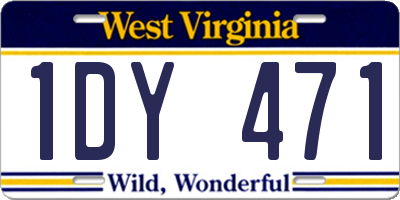WV license plate 1DY471