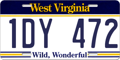 WV license plate 1DY472