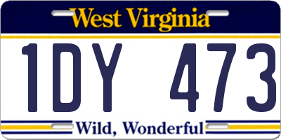 WV license plate 1DY473