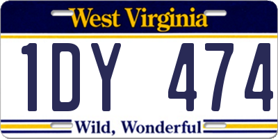 WV license plate 1DY474