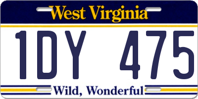 WV license plate 1DY475