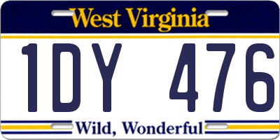 WV license plate 1DY476