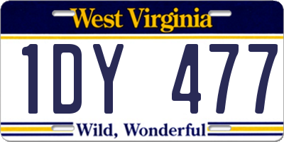 WV license plate 1DY477