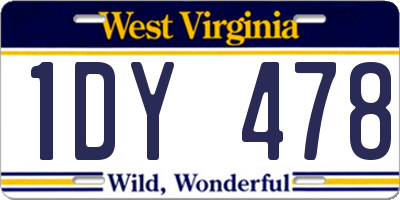 WV license plate 1DY478