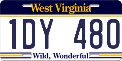 WV license plate 1DY480