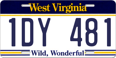 WV license plate 1DY481
