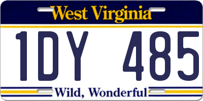 WV license plate 1DY485