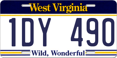 WV license plate 1DY490