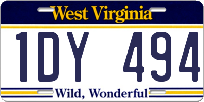 WV license plate 1DY494