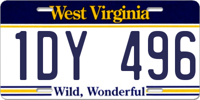 WV license plate 1DY496