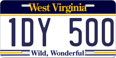 WV license plate 1DY500