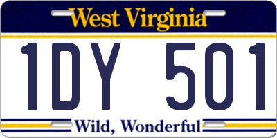 WV license plate 1DY501
