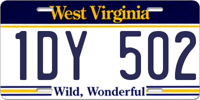 WV license plate 1DY502