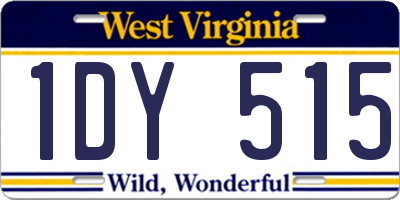 WV license plate 1DY515