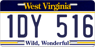 WV license plate 1DY516