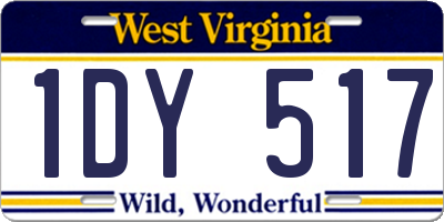 WV license plate 1DY517