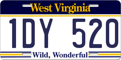 WV license plate 1DY520