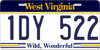 WV license plate 1DY522