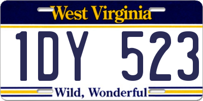 WV license plate 1DY523