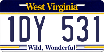 WV license plate 1DY531