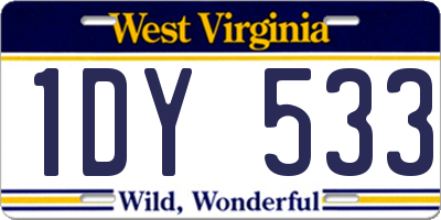 WV license plate 1DY533