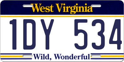 WV license plate 1DY534