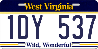 WV license plate 1DY537