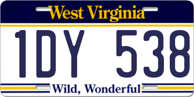WV license plate 1DY538