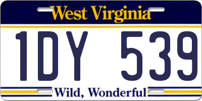 WV license plate 1DY539