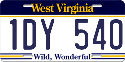 WV license plate 1DY540