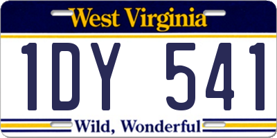WV license plate 1DY541