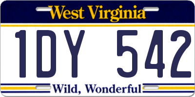 WV license plate 1DY542