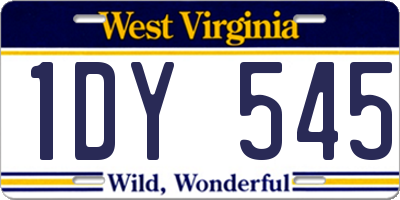 WV license plate 1DY545