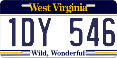 WV license plate 1DY546