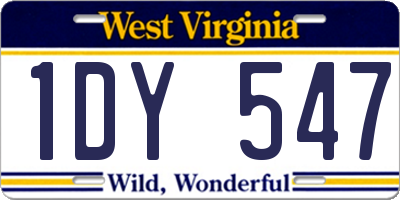 WV license plate 1DY547