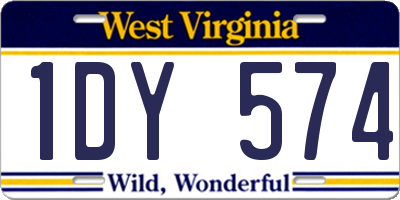 WV license plate 1DY574