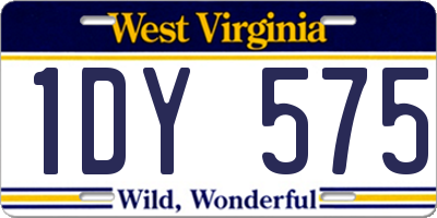 WV license plate 1DY575