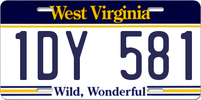 WV license plate 1DY581