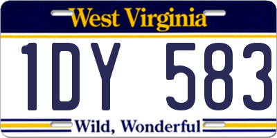WV license plate 1DY583