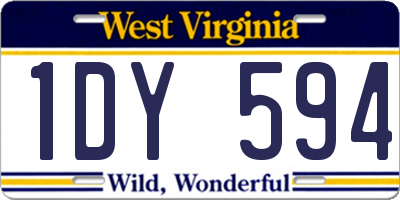 WV license plate 1DY594