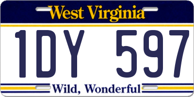 WV license plate 1DY597