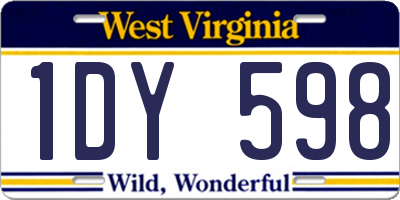 WV license plate 1DY598