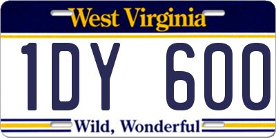 WV license plate 1DY600