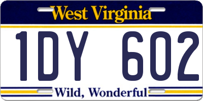 WV license plate 1DY602