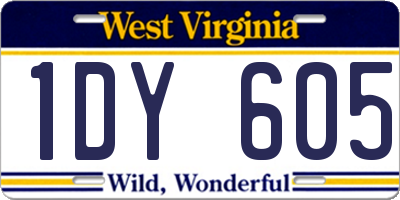 WV license plate 1DY605