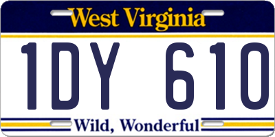 WV license plate 1DY610