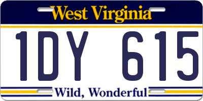 WV license plate 1DY615